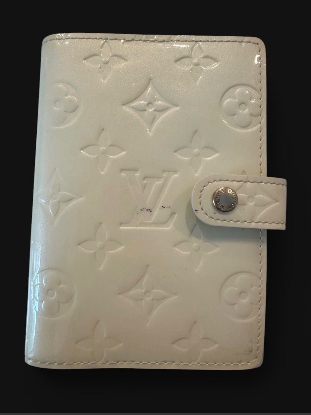 Louis Vuitton cream / butter yellow Monogram Vernis mini Agenda